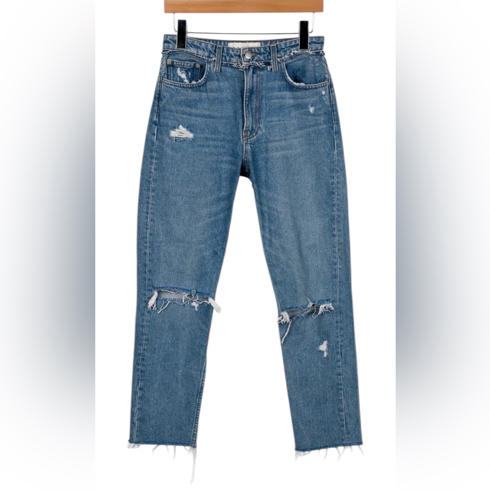 Reformation Blue Distressed Straight Leg Jeans Julia jeans size 26